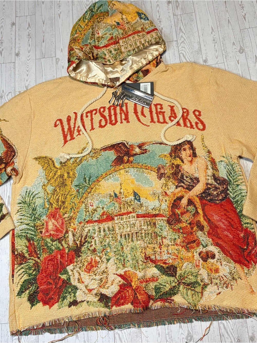 Vintage-Style Watson Cigars Tapestry Hoodie Size 2XL